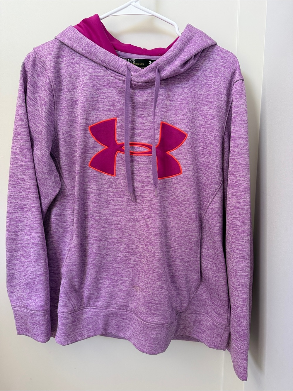 Under Armour Purple Heather Hoodie with Pink Logo